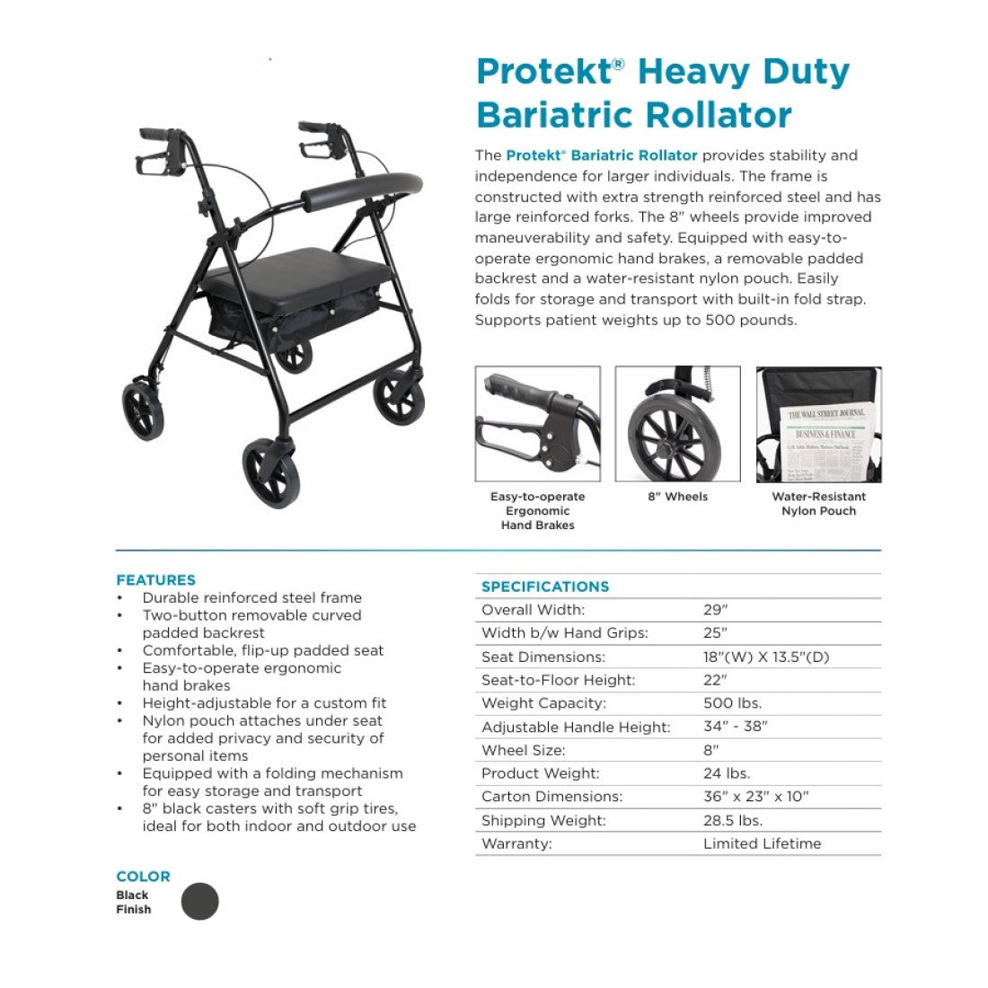 HD Bariatric Rollator - 500 lbs