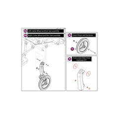 MEC2304484 - Front Caster Wheel And Arm Sub-Assembly, Right for Pride Mobility Jazzy Ultra Light Power Chair