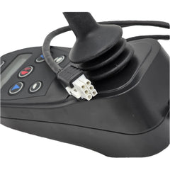 Connector view of the Q-Logic NE+ Joystick For Pride Quantum Power Wheelchairs provides precise power chair control and features an easy-to-read data display, soft-touch buttons and charger port. Pride Part Number CTLDC1560