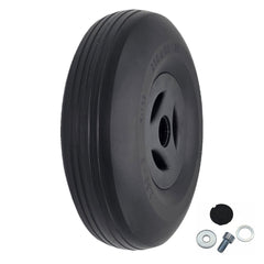 Replacement 2.50-3 (210-65) black Caster Wheel for Permobil F3, F5, and M5 Power Wheelchairs showing bolt