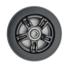 Side view of the The replacement 6 in. Caster Wheel for ROVI X3 and ROVI A3 Power Wheelchairs with black tire
