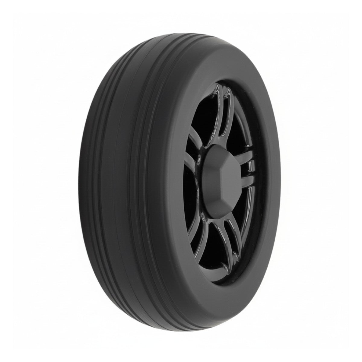 The replacement 6 in. Caster Wheel for ROVI X3 and ROVI A3 Power Wheelchairs with black tire
