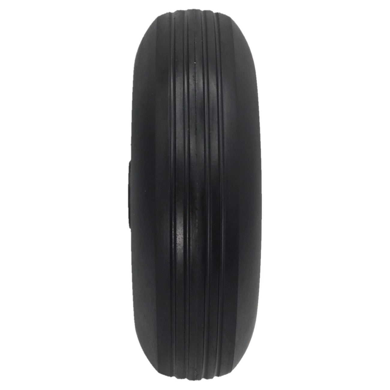 Close up tread view of the The replacement 6 in. Caster Wheel for ROVI X3 and ROVI A3 Power Wheelchairs with black tire