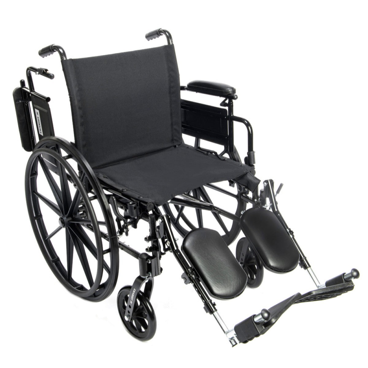 Chariot IV ultra lightweight aluminum Wheelchair with premium nylon seat, 300 lb capacity shown with elevating armrests