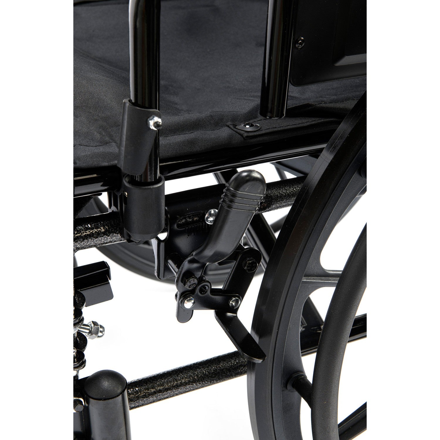 Chariot IV ultra lightweight aluminum Wheelchair with premium nylon seat, 300 lb capacity shown with wheel brake