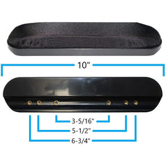 Angled view showing the Desk Length Nylon Wheelchair Armrest Pad with dimensions shown