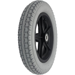 Angled view of the Drive Wheel Assembly for Merits Travel Ease Folding Power Wheelchair showing 12-1/2 x 2-1/4 tire (57-203)