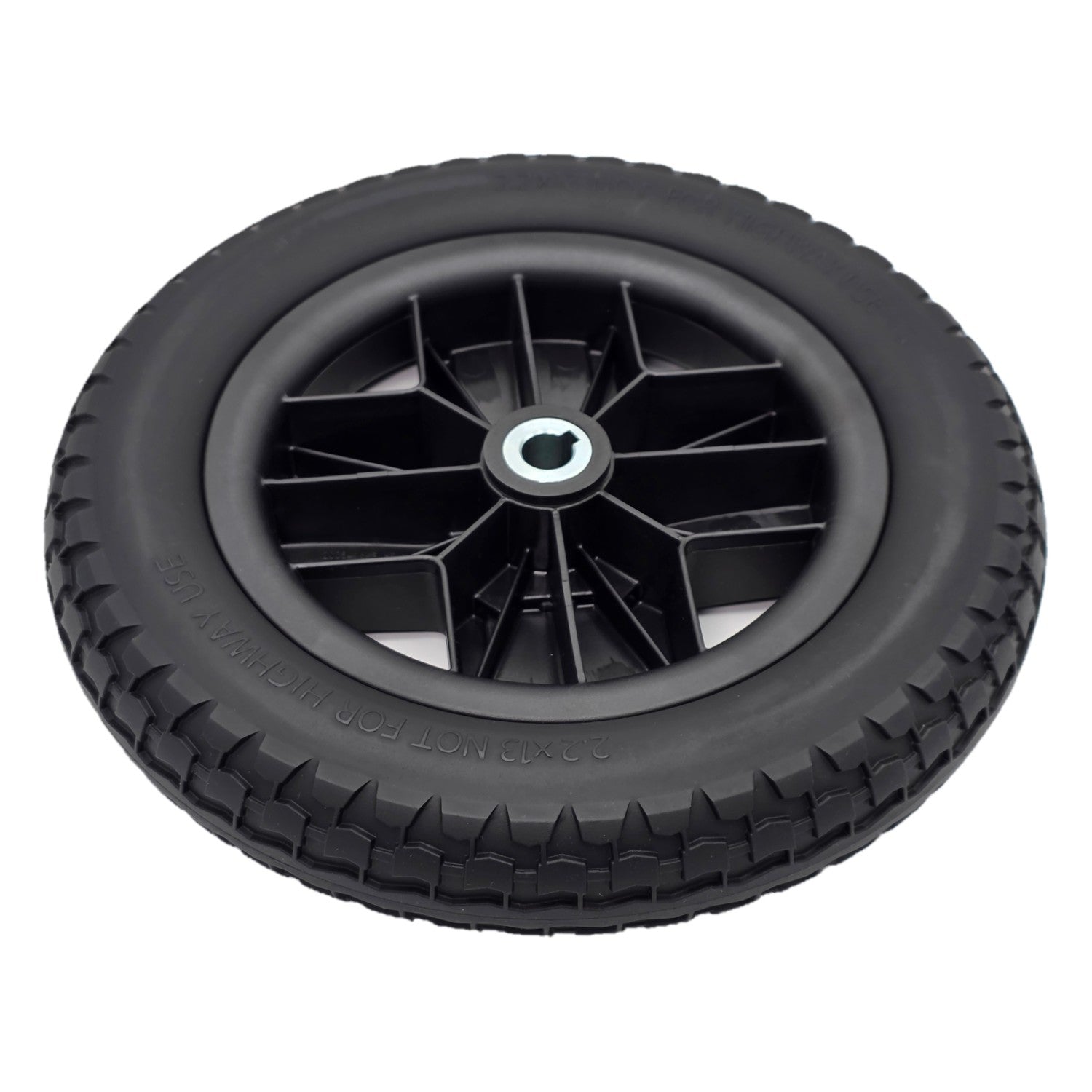 Top view showing The 2.2x13 Drive Wheel Assembly for Pride Jazzy EVO 613 Power Wheelchair (12.5 in). Pride Part DGN2005417