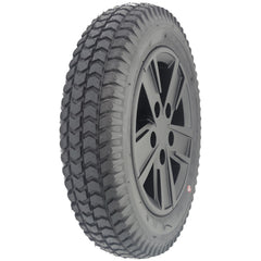 The Drive Wheel for the Merits AVID Axcel Power Wheelchair features a 14" wheel on a stylish black rim for easy replacement.