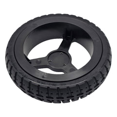 The replacement Drive Wheel for Pride Jazzy Carbon Power Wheelchair (215x50) and Rascal Carbon Cruiser. Features black Flat-free tire with 3-spoke rim.