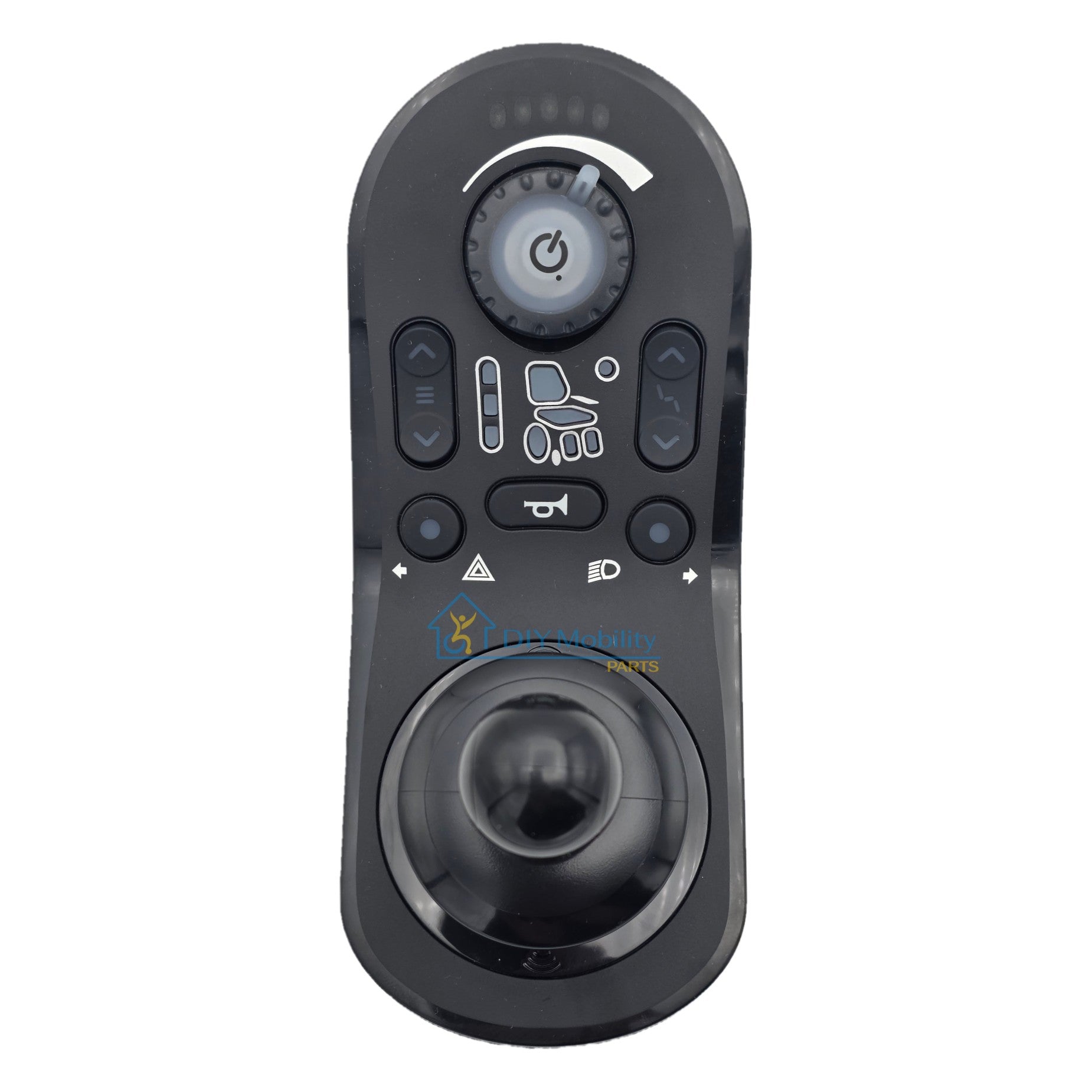 Top view of the replacement Dynamic LiNX RM Lights LTD Seat Joystick For Power Wheelchairs. Dynamic DLX-REM215-A