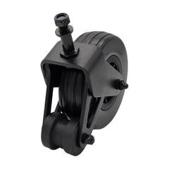 Angled view of the Replacement 6 x 2 front caster wheel fork assembly for Pride Go Chair Med. Fits left and right sides.