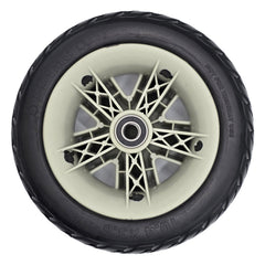 Back view showing 10.75x3.6 Front Wheel Assembly for Pride Mobility Maxima 4-Wheel Electric Scooter with Black Pr1mo 10.75 x 3.6 tire with P-124 HD tread