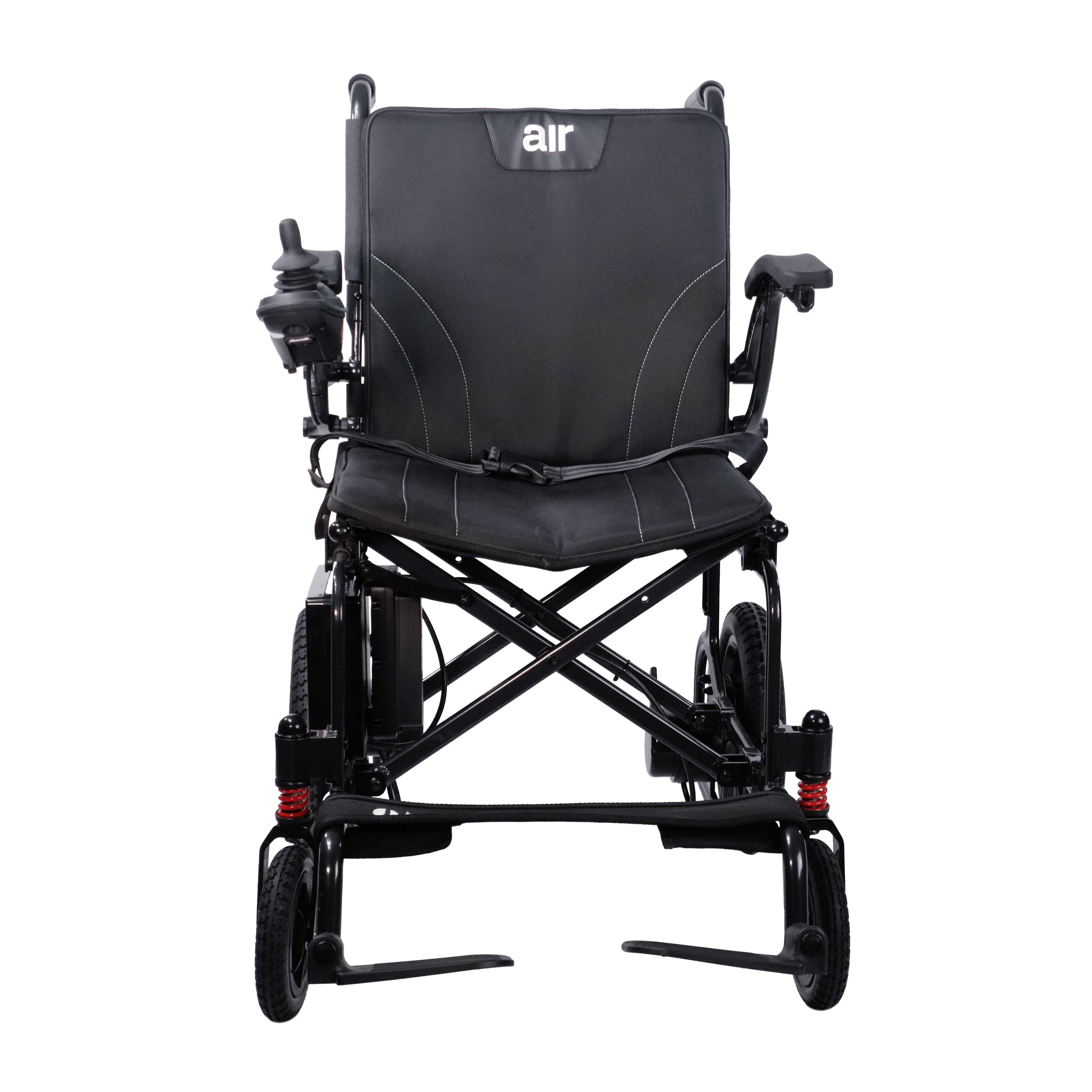 Experience unmatched freedom with the Air 2026 Lightweight Folding Power Chair by Journey Health. Redesigned with larger wheels, powerful brushless motors, and foldable for easier transport. Showing black upholstery