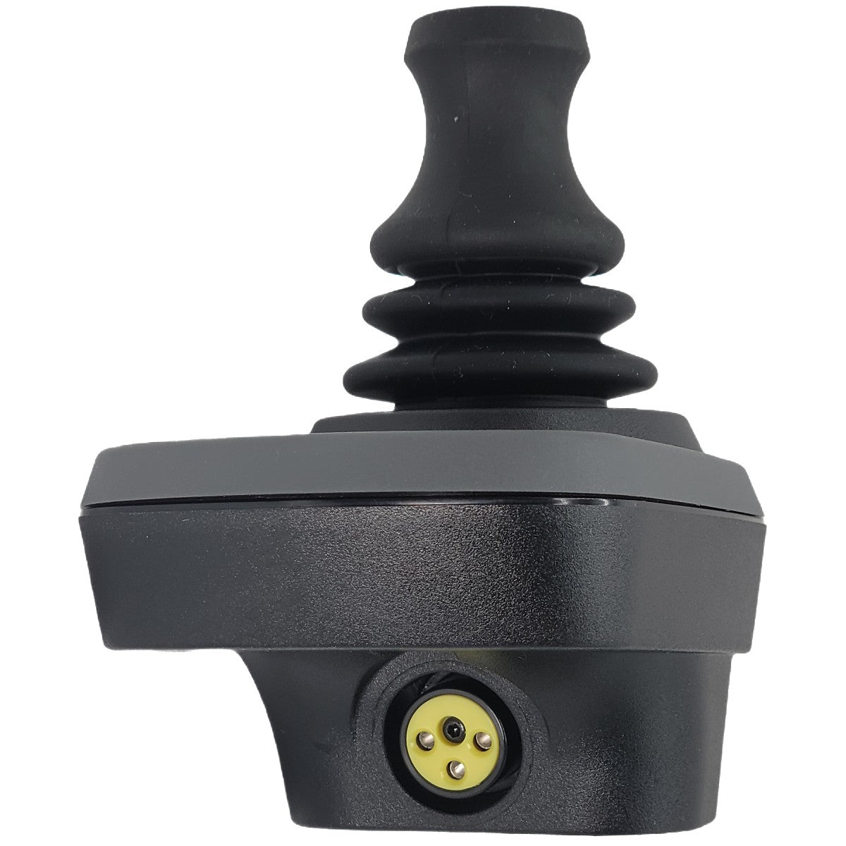 Front view of the GC2/GC3 Joystick Remote for Power Wheelchairs (D51934 and D51157) showing the xlr charging connector