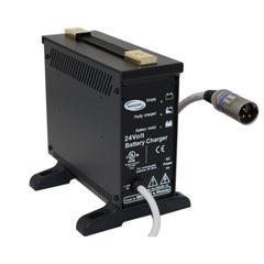 Angled view of the Invacare 8 Amp Battery Charger with XLR Connector Plug for Power Wheelchair and Scooters by Winsunny number 1123249