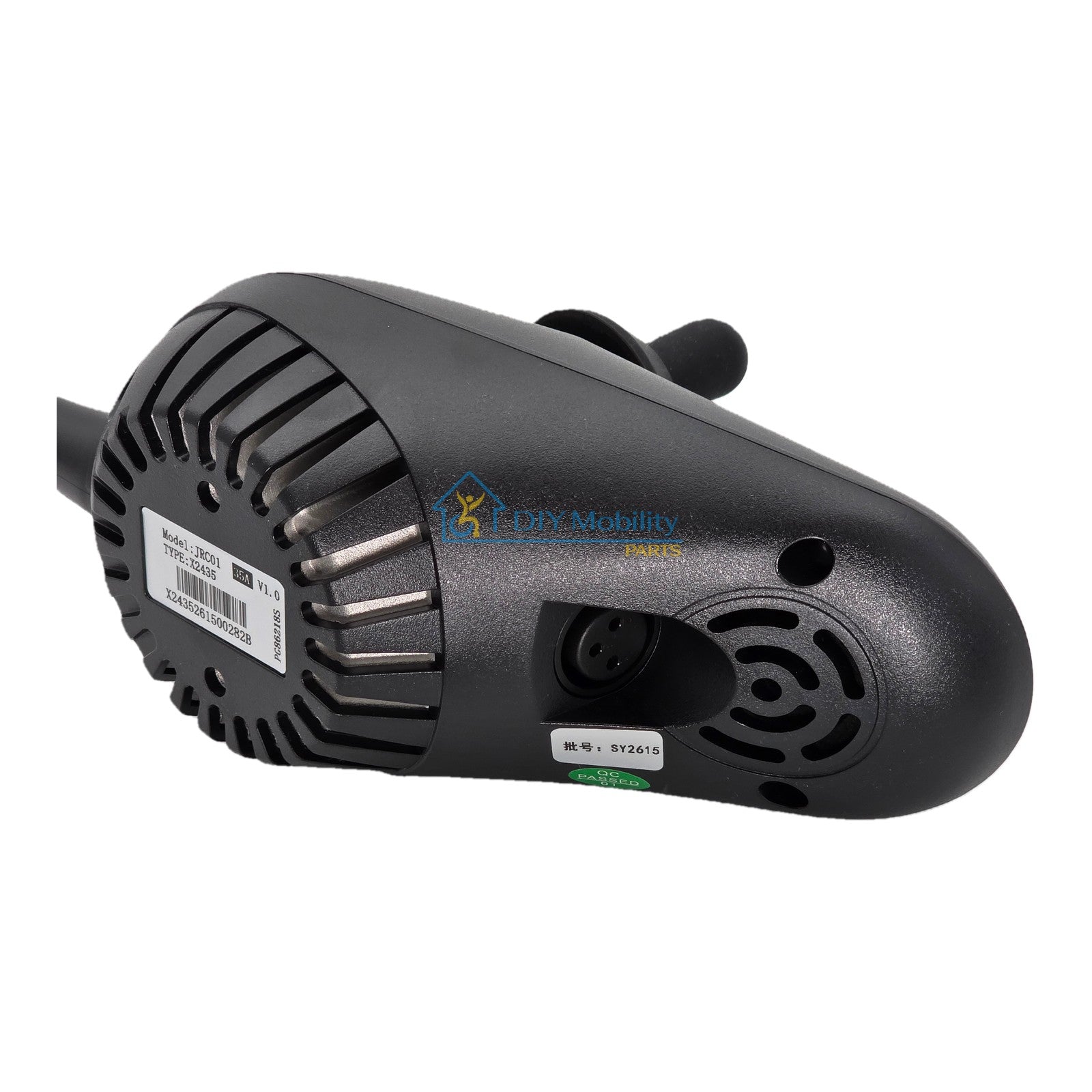 Bottom view of the Replacement joystick controller for Majestic IQ-8000 and Glide Care G5 Power Folding Electric Wheelchair. Model JRC01 Type X2435 35A.