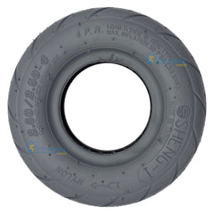The 2.80/2.50-4 Rear Tire for Journey Zinger Folding Power Chair features a Sheng-I tread pattern which provides traction and a comfortable ride. Journey number 08308