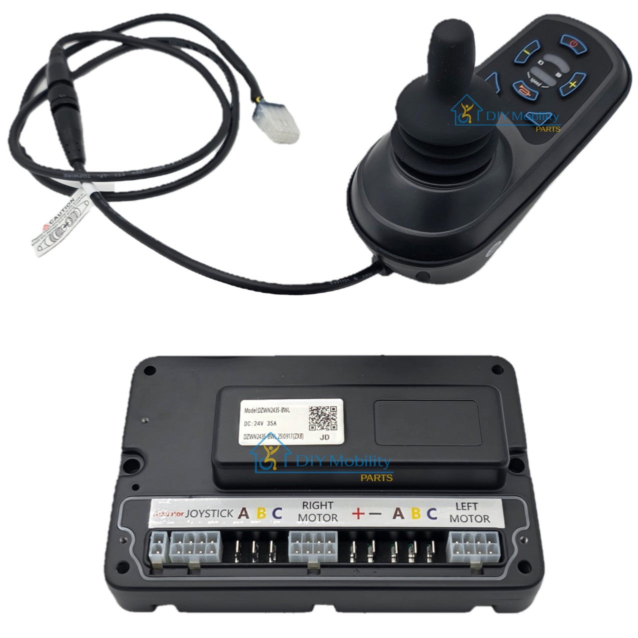 Close up view of the replacement Joystick and controller for Journey Air Elite Electric Power Chair number DZWN2435-BWL