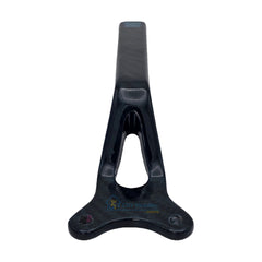 Close up view of the replacement joystick mounting bracket for Pride Jazzy Carbon HD and Jazzy Carbon 27 power wheelchairs. Carbon fiber bracket in blue or red. Pride Mobility MEC2506199
