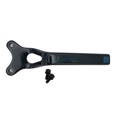Top view of the replacement joystick mounting bracket for Pride Jazzy Carbon HD and Jazzy Carbon 27 power wheelchairs. Carbon fiber bracket in blue or red. Pride Mobility MEC2506199