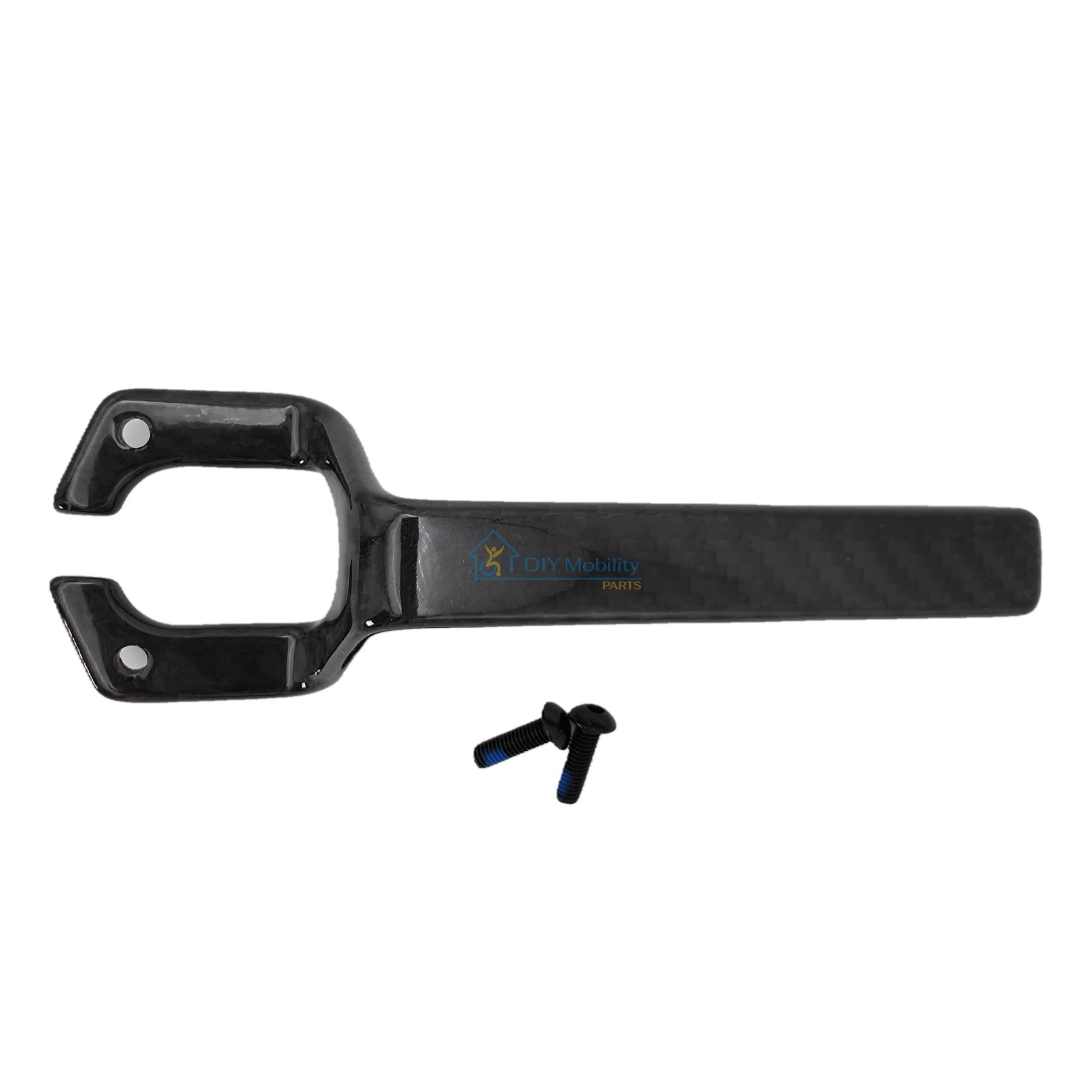Top view of replacement carbon fiber Joystick Mounting Bracket for the Pride Jazzy Ultra Light and Jazzy Carbon Folding Power Wheelchairs Pride Mobility part MEC2304447