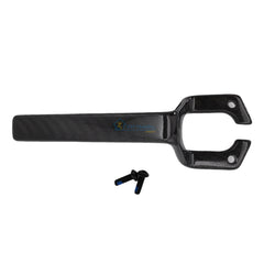 Top view of replacement carbon fiber Joystick Mounting Bracket for the Pride Jazzy Ultra Light and Jazzy Carbon Folding Power Wheelchairs showing bolts and fasteners