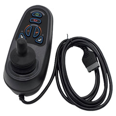 Replacement 6 Key VR2 Joystick Controller for Power Chairs (PG D51145.01) features 2-meter cable, 4-prong connector. Fits Pride Jazzy Air, Quantum, Permobil, and more. CTL154825