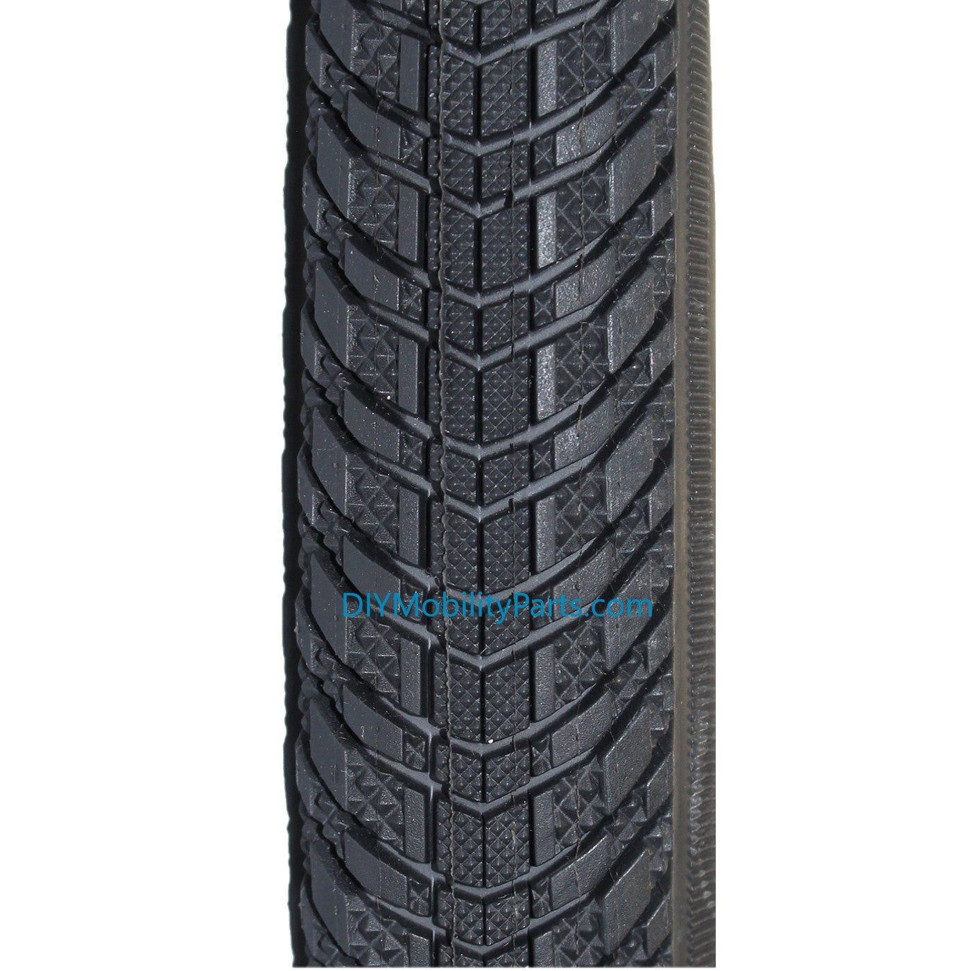 Close-up view of the Kenda Kwick Trax Wheelchair tire showing K-1053 tread