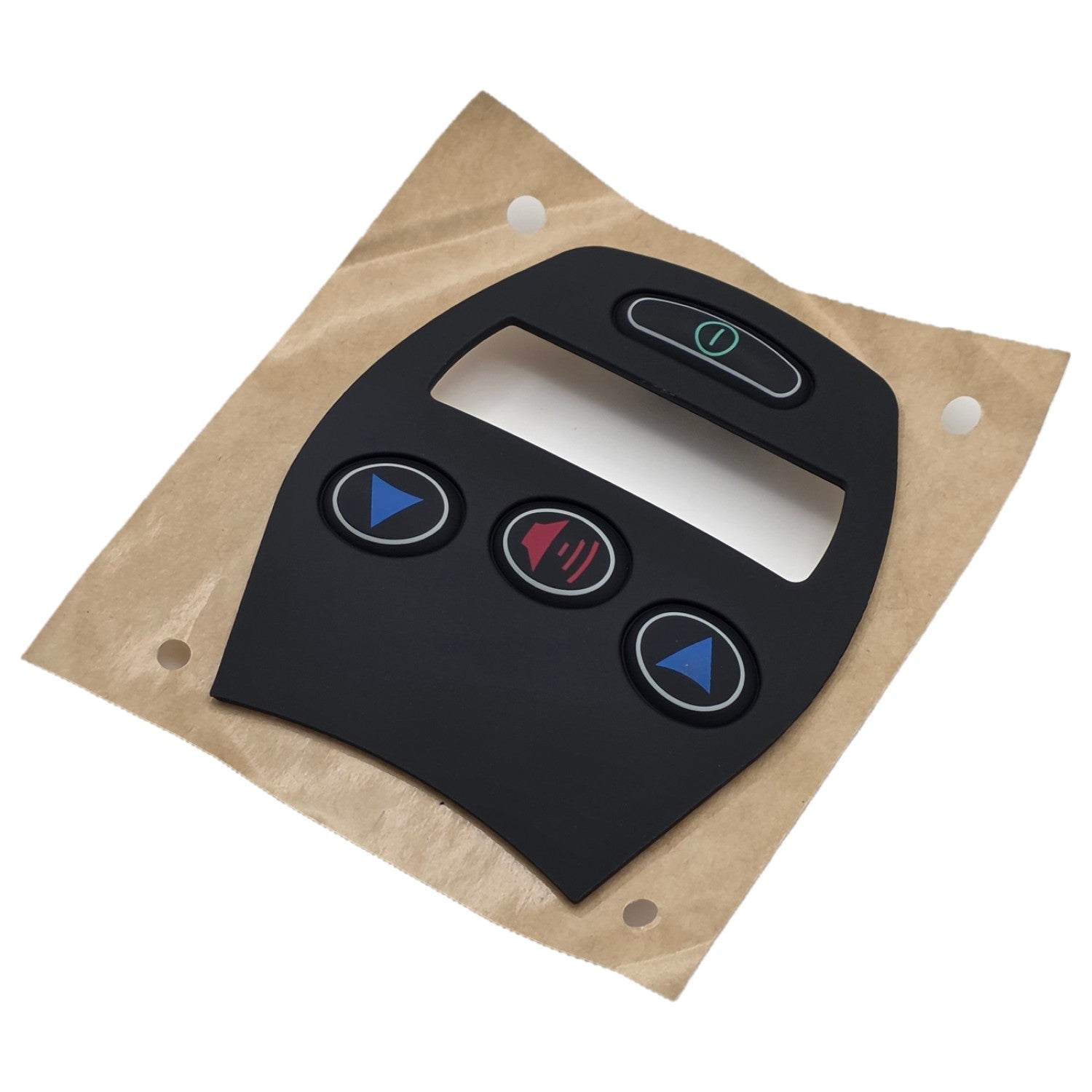 Angled view of the replacement keypad designed for the Q-Logic NE 4-button joystick.
