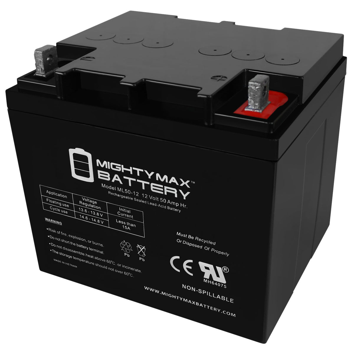 12v (40 Ah and 50 Ah) SLA AGM Powerchair and Scooter Battery number ML50-12411