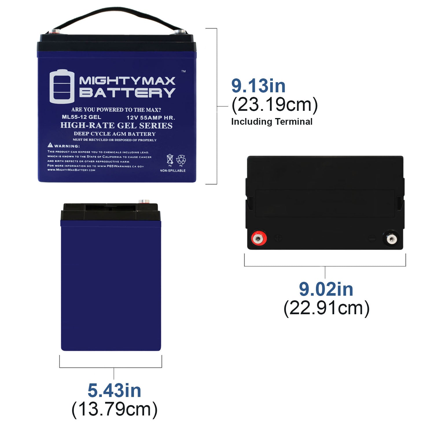 22NF (55 Ah) 12v GEL Wheelchair and Scooter Battery