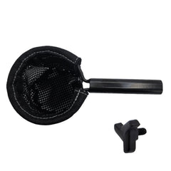 Top view of the black Mesh CupHolder For Pride Jazzy Carbon Power Wheelchair showing locking knob. Pride part number ACC2304855