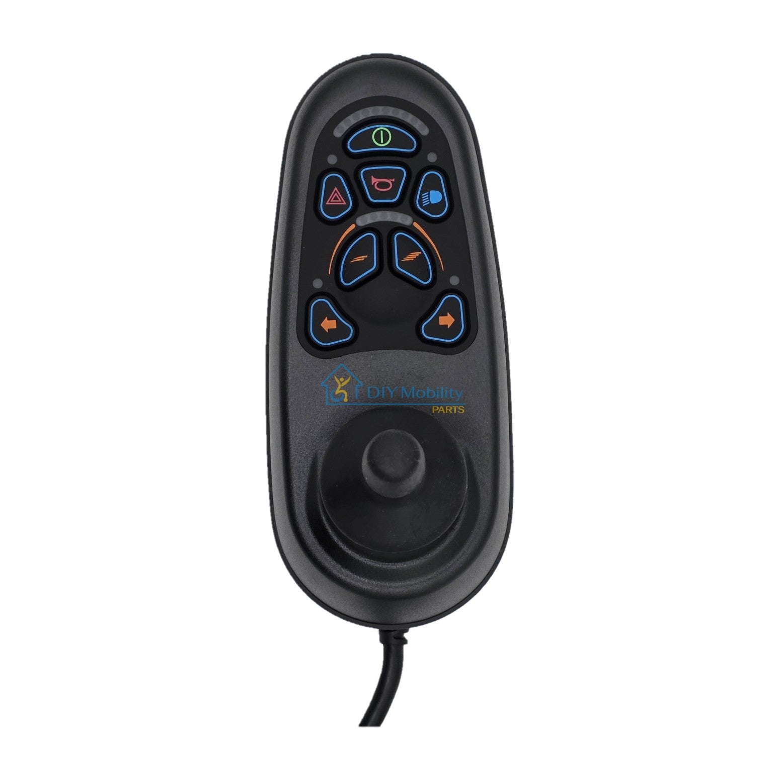 Top view of the PG Drives Technology D50870 joystick module with a reliable VR2 controller. Compatible with Pride, Jazzy, Invacare and other power wheelchairs.