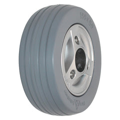 The replacement 6 x 2 in. (150 x 50) Permobil M300 and Permobil M400 Power Wheelchair Caster Wheel with Black Tire (Compare to Permobil Part 1830675) features a flat free multi-rib tire in Gray.