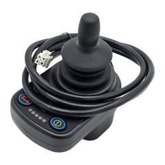 Close of view of the PG Drives Technology D51807 nVR2 joystick module for Power wheelchairs showing the 4 pin white connector