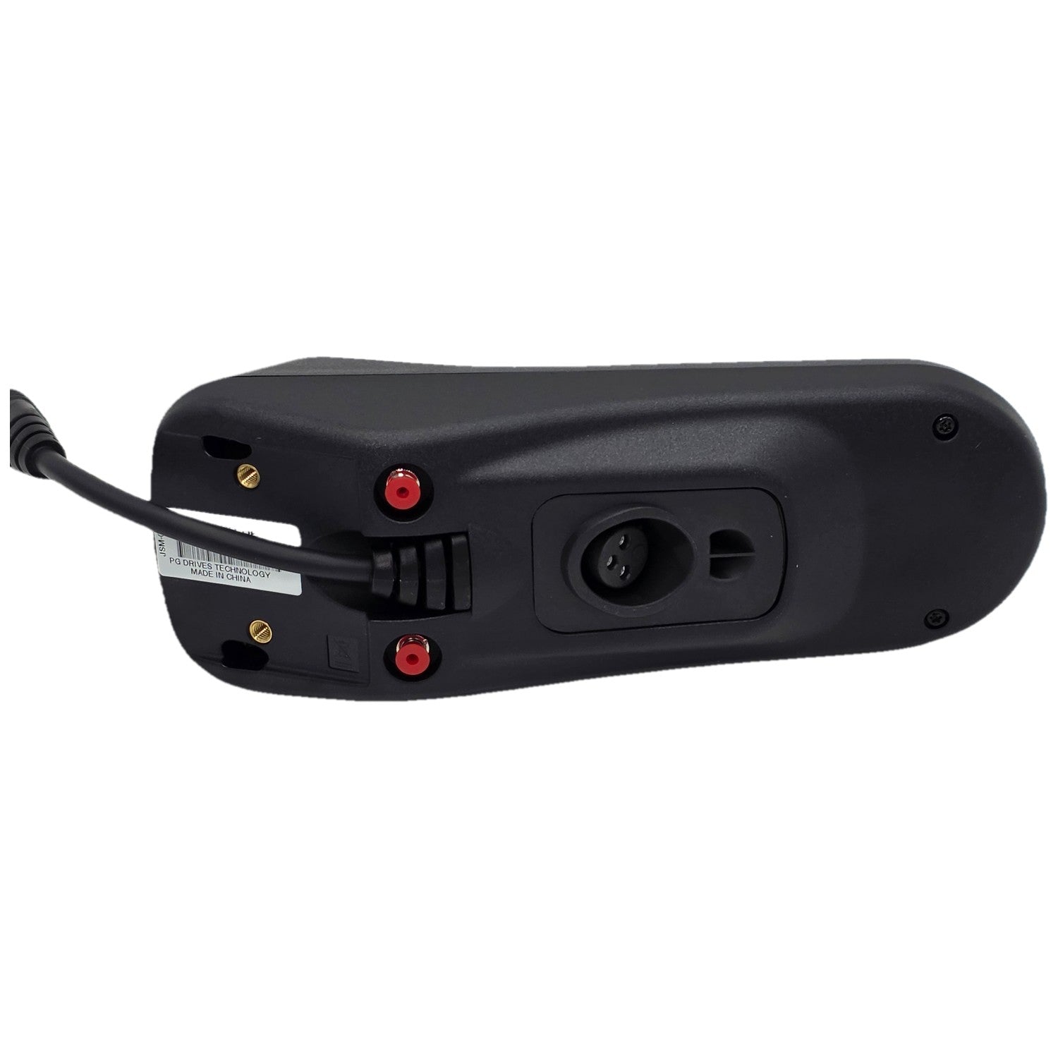 Bottom view of the R-Net Color Display CJSM-L Joystick Remote for Power Wheelchairs PG Drives technology D50982.06 showing mono-jacks inputs.