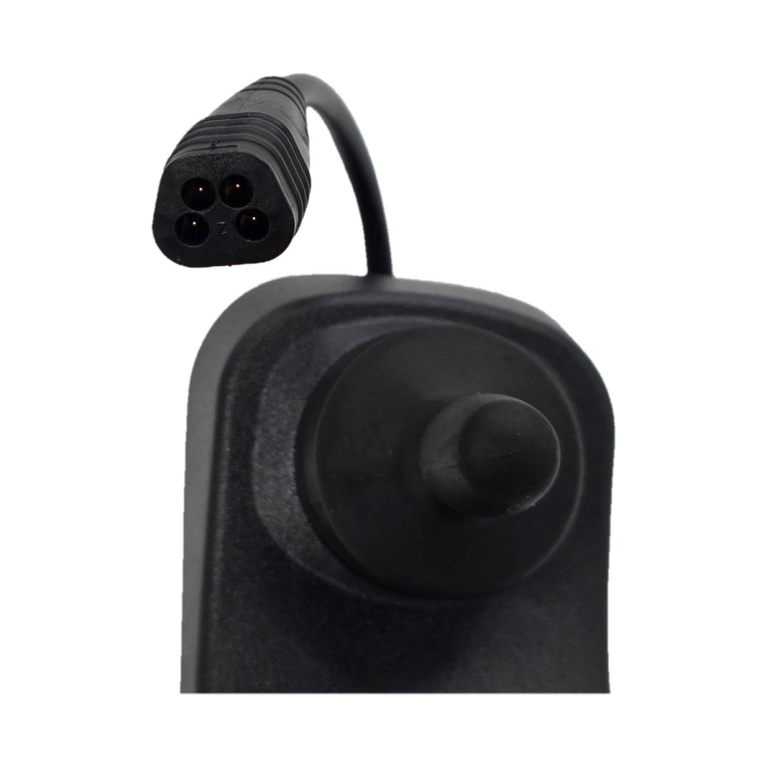Close up view of the Replacement R-Net Joystick Remote for Power Wheelchairs (PG Drives D51122) showing PG drives technology D51122.04 connector