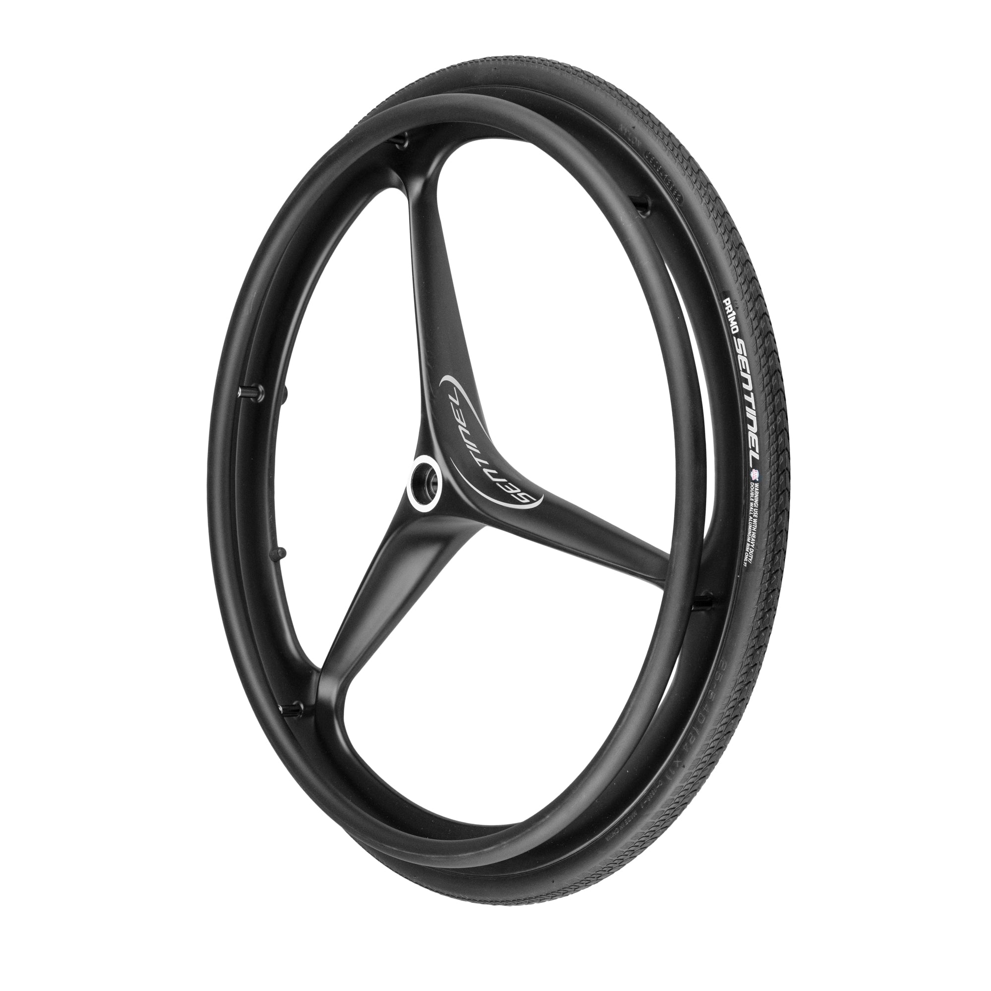 24 x 1 in. Sentinel Carbon Fiber Ultralight Wheelchair Wheel with 1/2 in. Axle Bearing