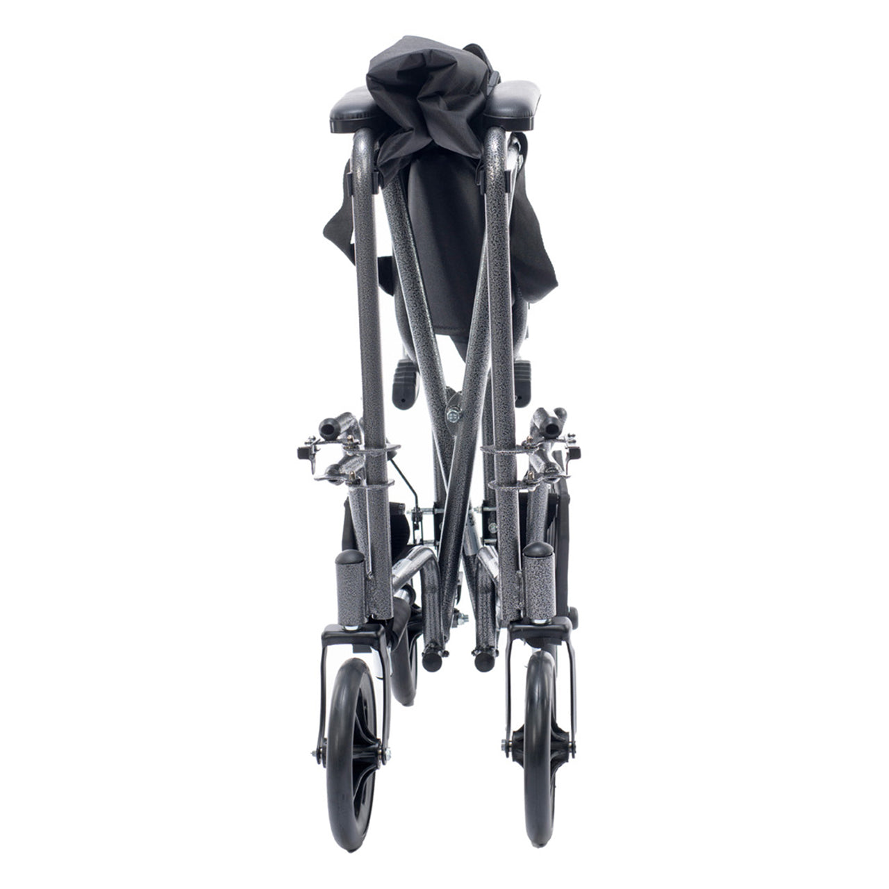 Folded view of the Lightweight transport wheelchair designed for travel and daily use. Easy to fold, compact, and simple to push for smooth mobility and convenience.