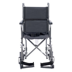 Front view of the Lightweight transport wheelchair designed for travel and daily use. Easy to fold, compact, and simple to push for smooth mobility and convenience.