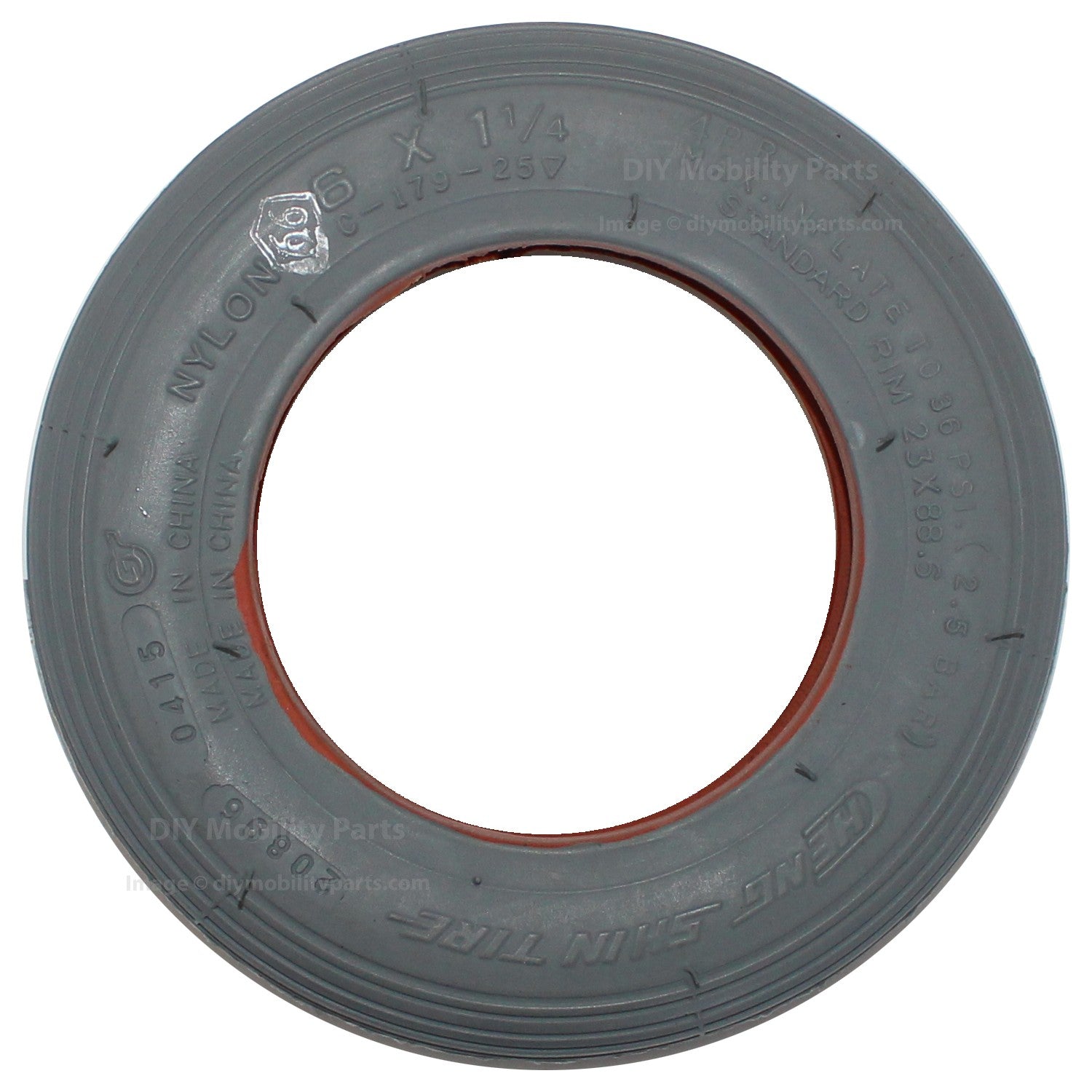 6 x 1 1/4 in. wheelchair and Scooter tire from Cheng Shin, with C-179-18  rib tread pattern