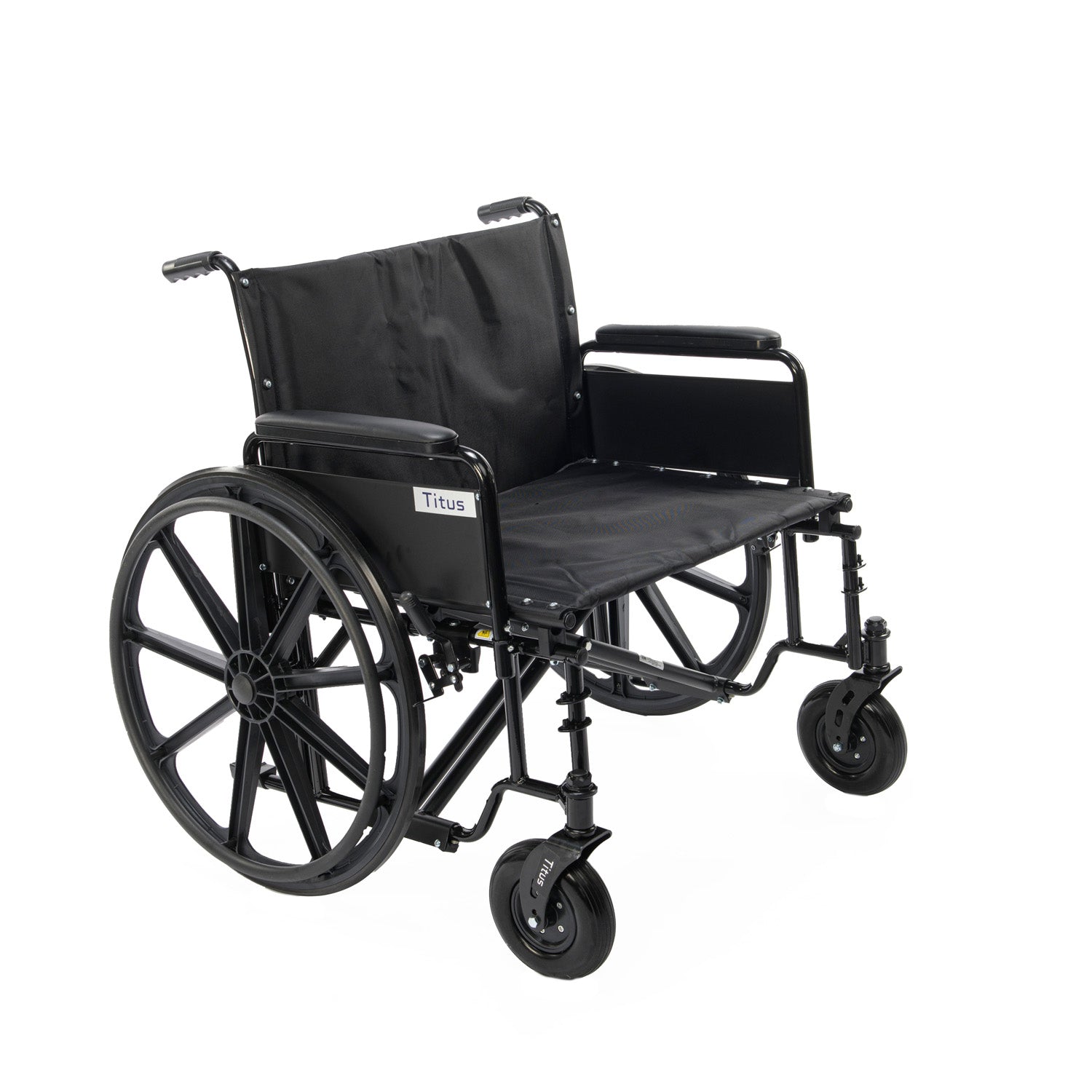 The Titus Heavy-Duty Wheelchair (K7) with seat widths ranging from 22 to 30 inches, a weight capacity of 500-700 pounds