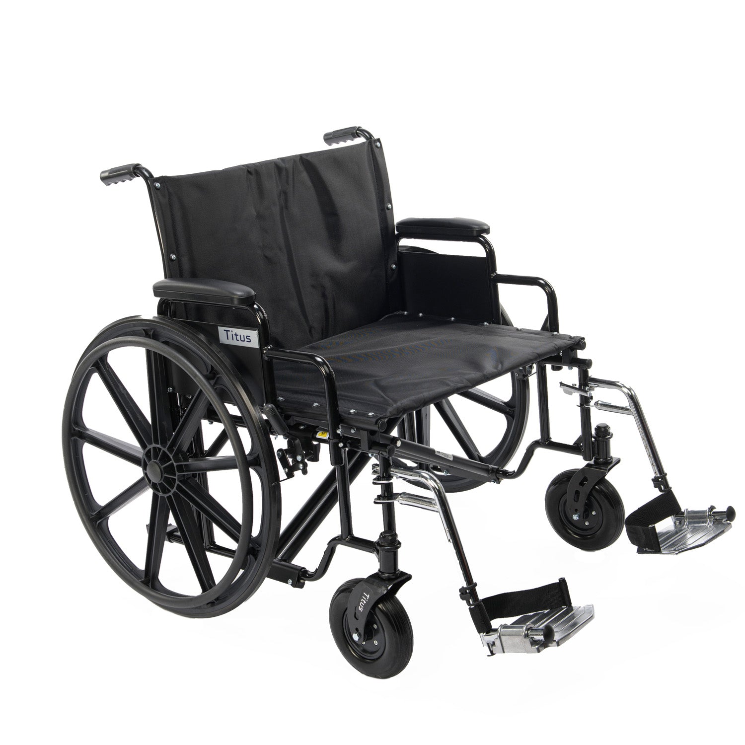 The Titus Heavy-Duty Wheelchair (K7) with seat widths ranging from 22 to 30 inches, a weight capacity of 500-700 pounds
