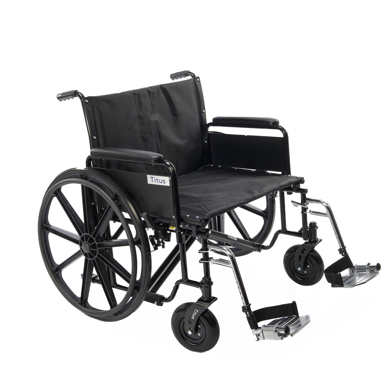 The Titus Heavy-Duty Wheelchair (K7) features an ultra sturdy design for patients with wider seat and higher weight capacity requirements. For home and clinic use