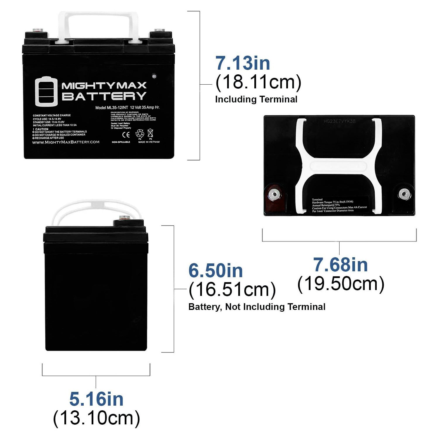 U1 (35 Ah) 12v AGM Powerchair and Scooter Battery (INT)