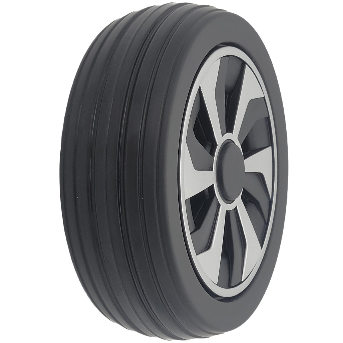 This 6 x 2 in. Caster Wheel Assembly for Jazzy Air 2 Power Wheelchair is used for the front and rear caster wheels. It features a stylish hub and multi ribbed tread for a smooth comfortable ride.