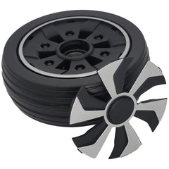 Close up view of WHL1706146 showing 6 x 2 in. Caster Wheel Assembly for Jazzy Air 2 Power Wheelchair showing black hub and wheel