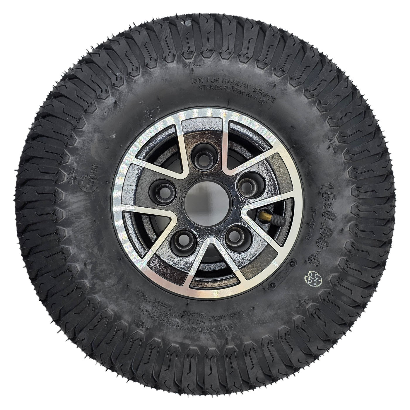The 15x6.00-6 Wheel Assembly For Baja Wrangler 2 Mobility Scooter fits the front or rear tires KF-932-02 4-ply tire