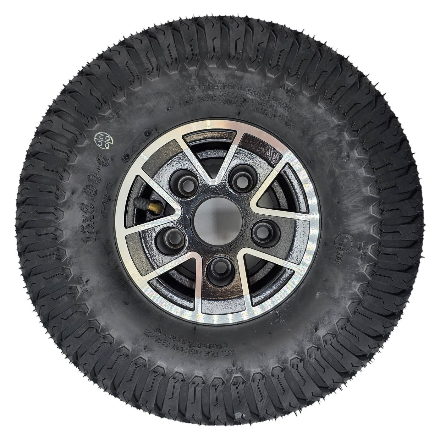 The 15x600-6 Wheel Assembly For Pride Baja Wrangler 2 and Med Mobility Scooter fits the front or rear tires WHL1802798